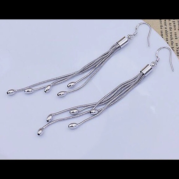 100% Sterling Silver Tassel Earrings - Picture 3 of 6